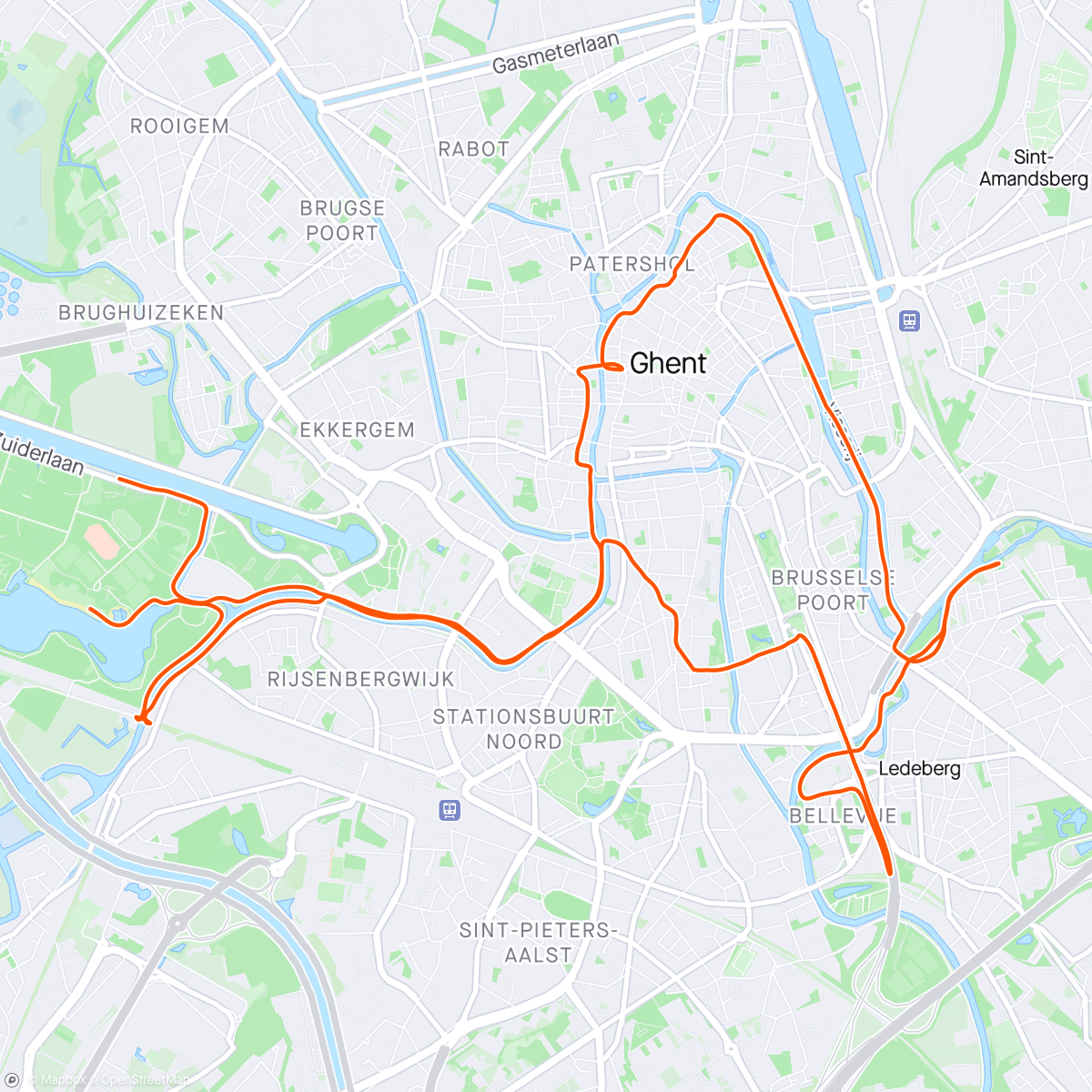 Карта физической активности (Club 365-run: 19km met stadsloop ( fly-over) horloge niet alles opgenomen!)