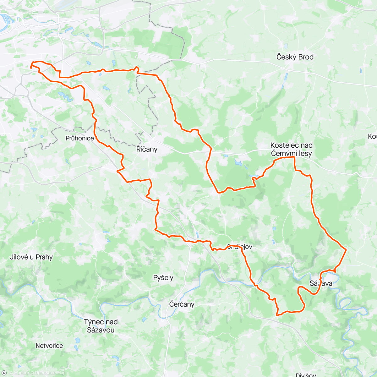 Map of the activity, Wycieczka do Sazawy na lody