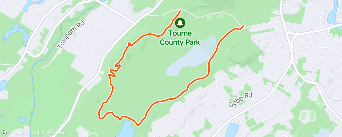 Map of the activity, Tourne park hike