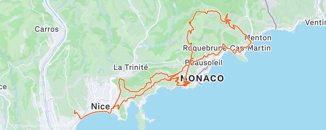 Map of the activity, Sortie vélo le midi