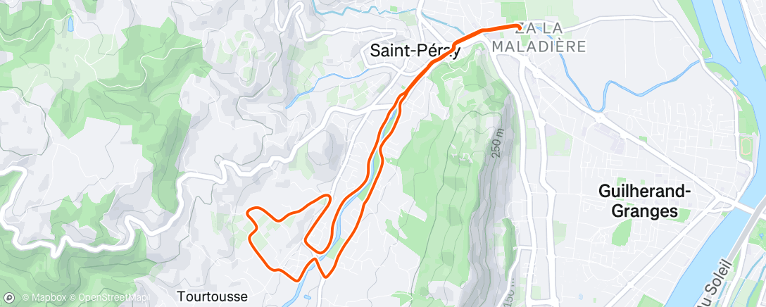 Map of the activity, Course à pied le midi