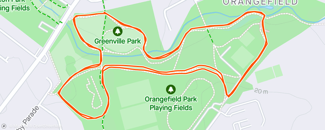 Map of the activity, 30/03/24 - Orangefield parkrun 🍊