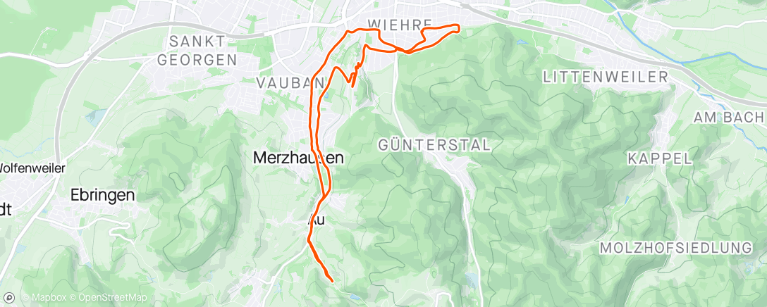 Map of the activity, Bummelfahrt durch Freiburg