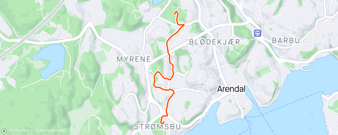 Map of the activity, Løping (nedløping) til jobb om noen heftige lokale «fjell»😅 Forstår det heter Brentebakken og Fjellveien over der🥵