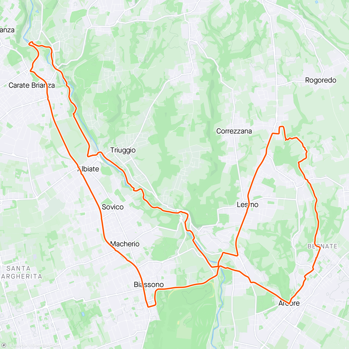 Map of the activity, Parco dei Colli Briantei - Parco del Lambro