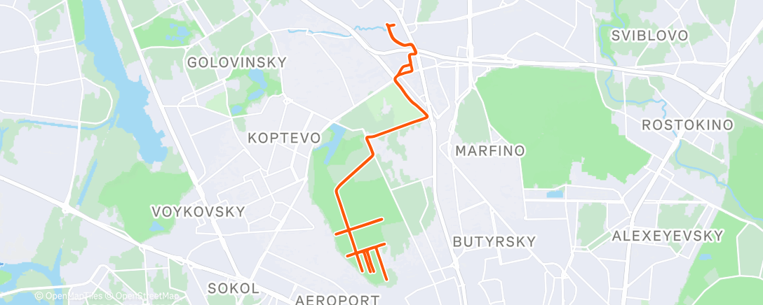 Map of the activity, Afternoon Run