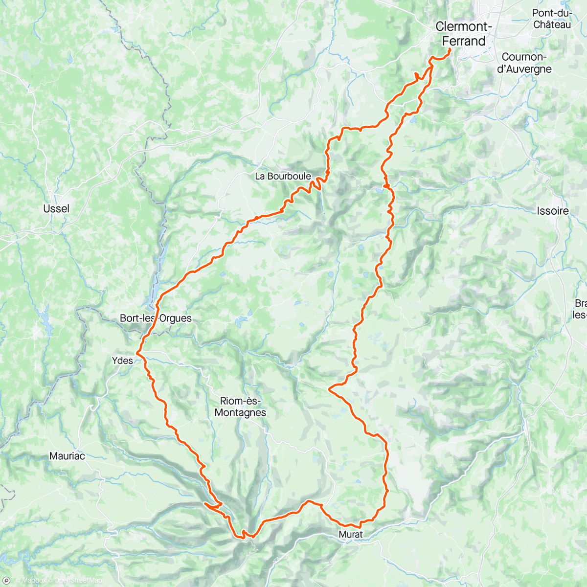 Map of the activity, Tour des Volcans auvergnats ✅