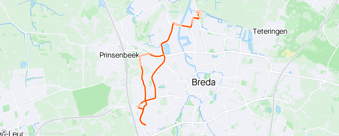 Map of the activity, WV Breda MTB Avondtraining