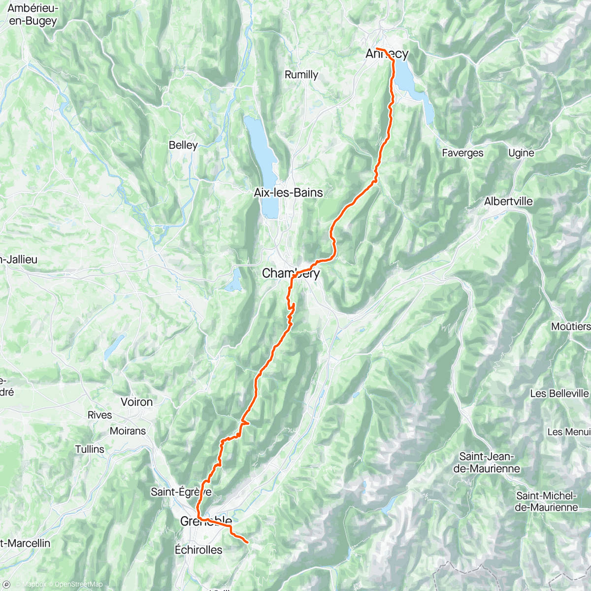 Map of the activity, Annecy - Nice : J1