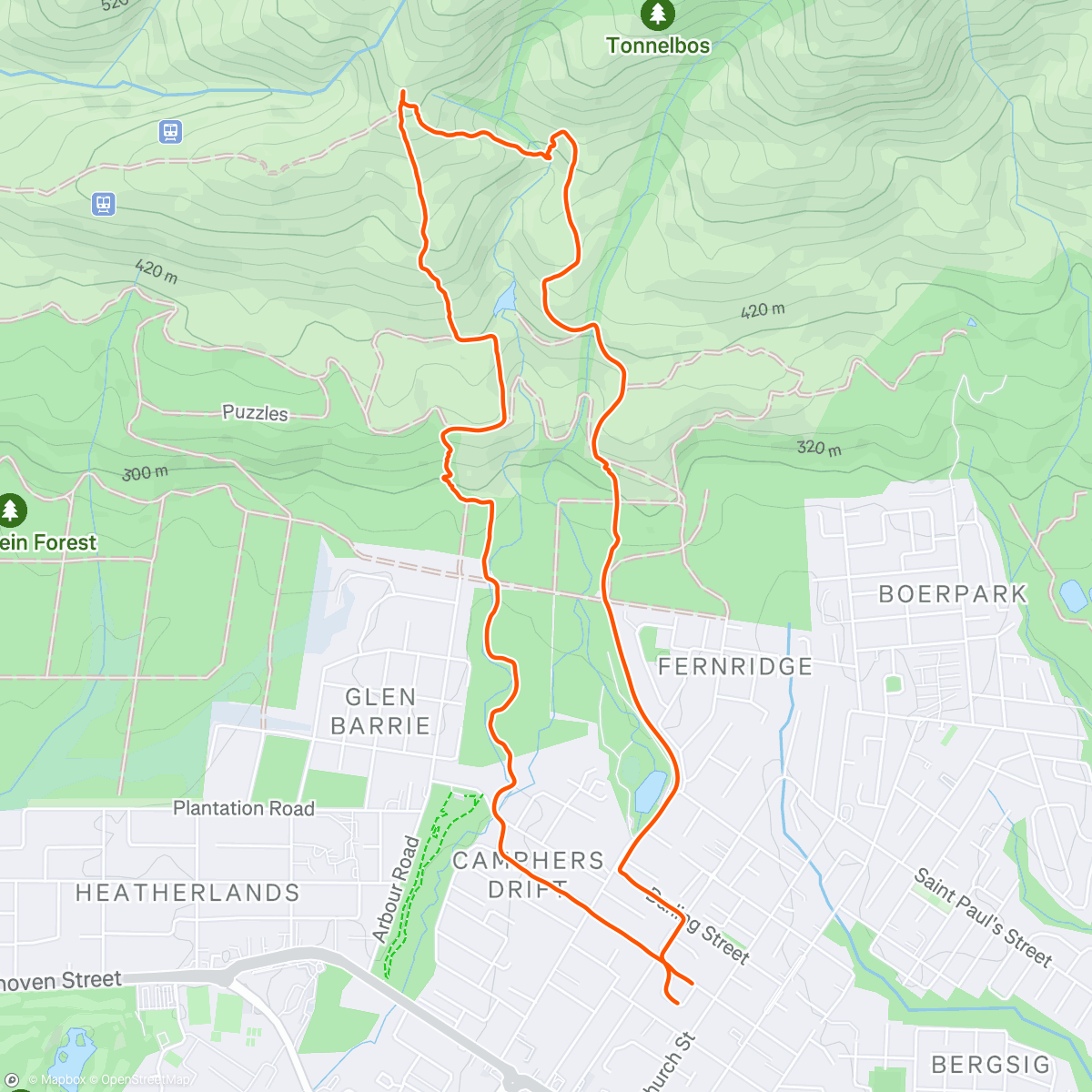 Map of the activity, Morning Trail Run