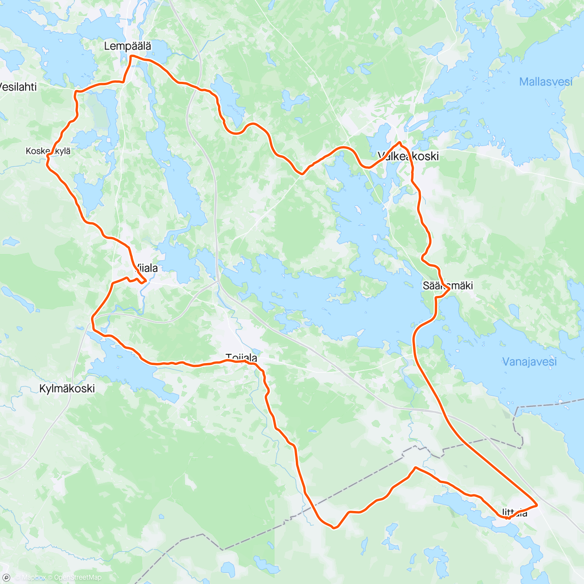 Mapa da atividade, Akaan Pyöräilijät Vappu100