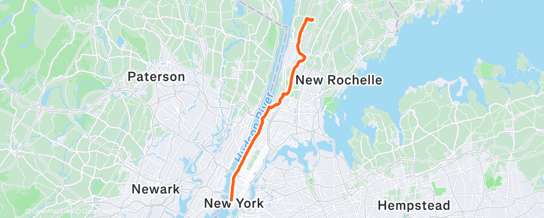 Map of the activity, Commute to see extended family in Westchester