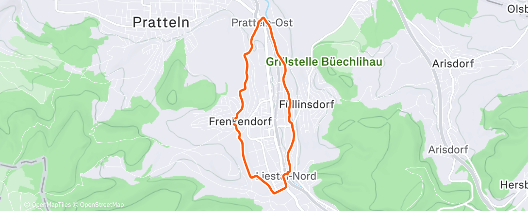 Map of the activity, Evening Run