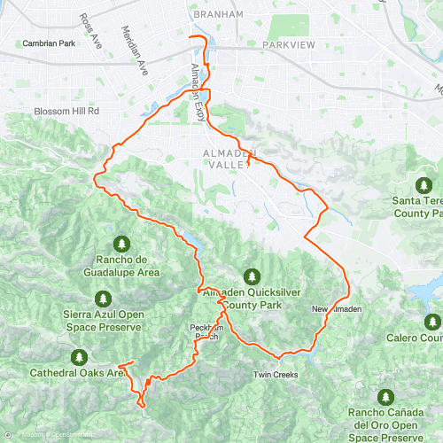 Mt. Umunhum to Brit Arms 60.1 km Road Cycling Route on Strava