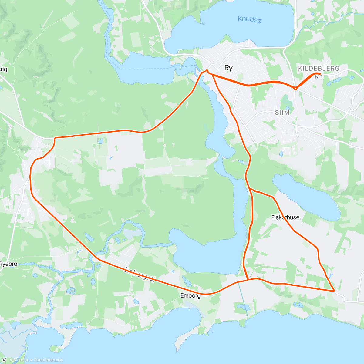 Map of the activity, Aftenrunder i Ry 🚴‍♂️
