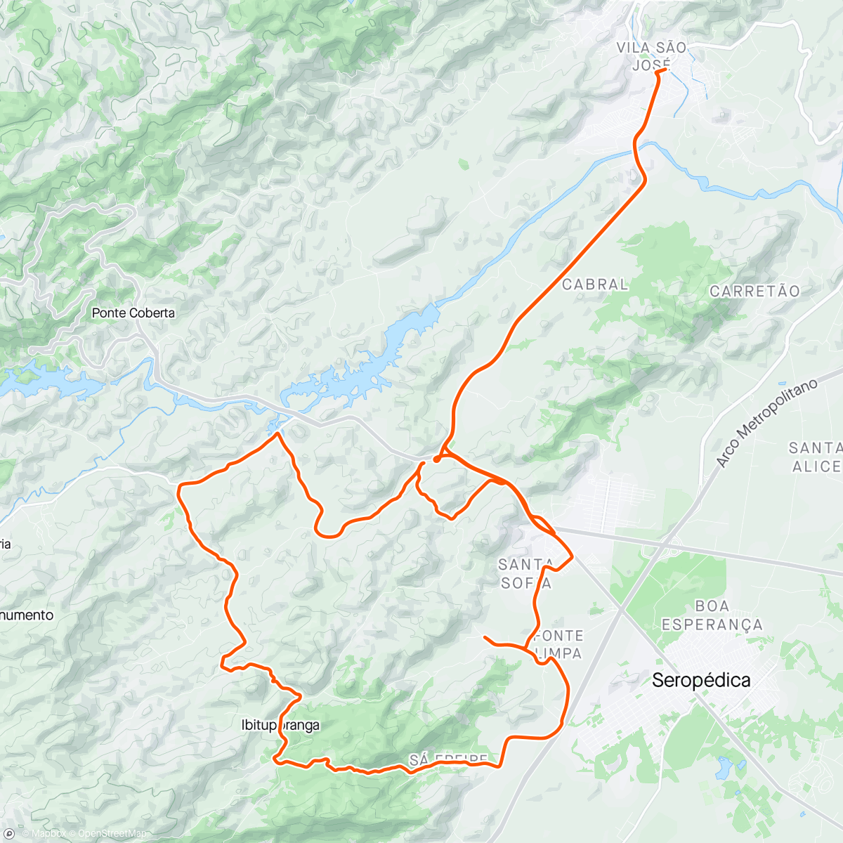 Map of the activity, Treino no percurso do serobike 2024.