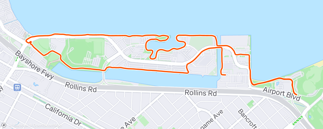 Map of the activity, Facebook Burlingame run club