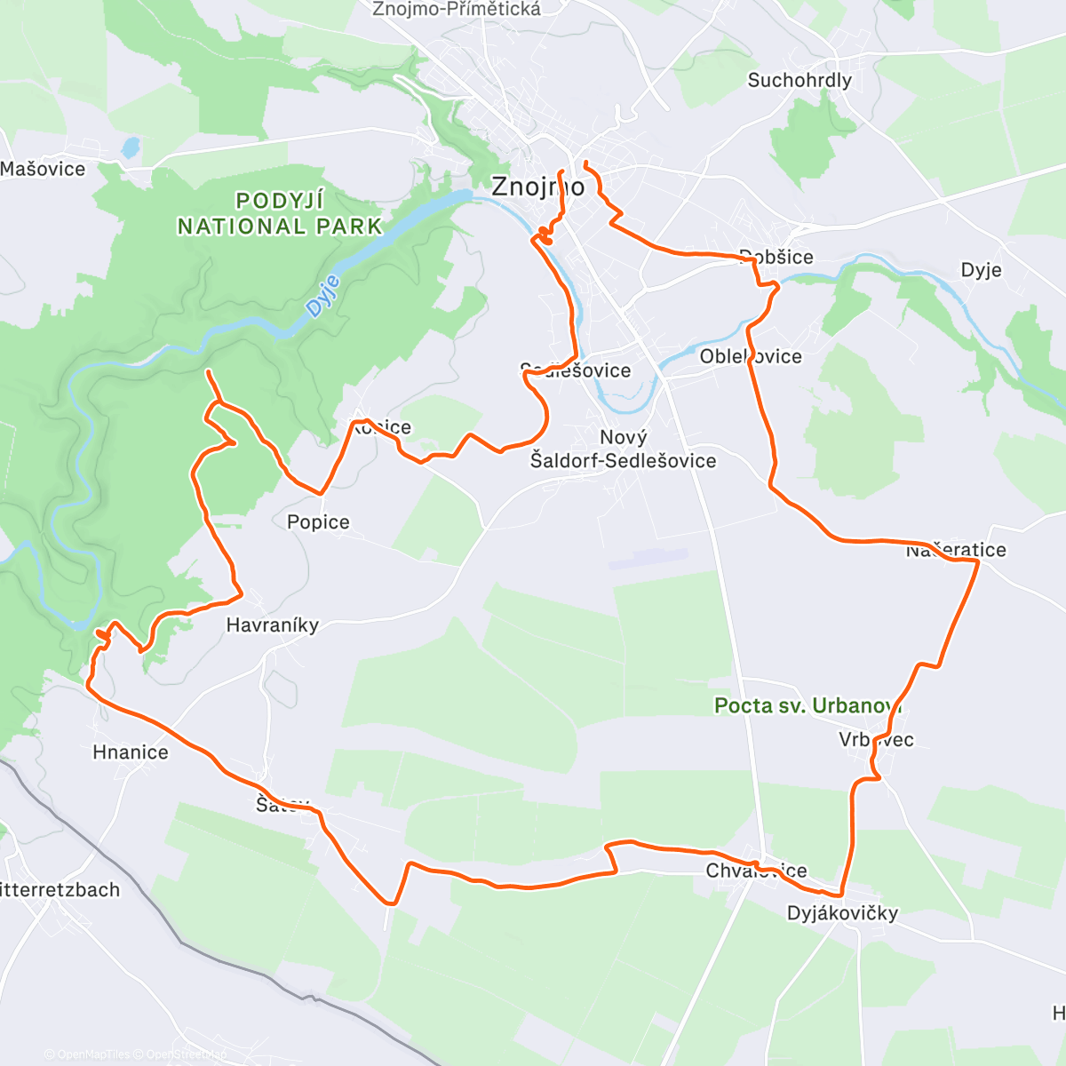 Карта физической активности (Znojmo-Konice-Sealsfield-Šatov-Chvalovice-Načetatice-Zn)