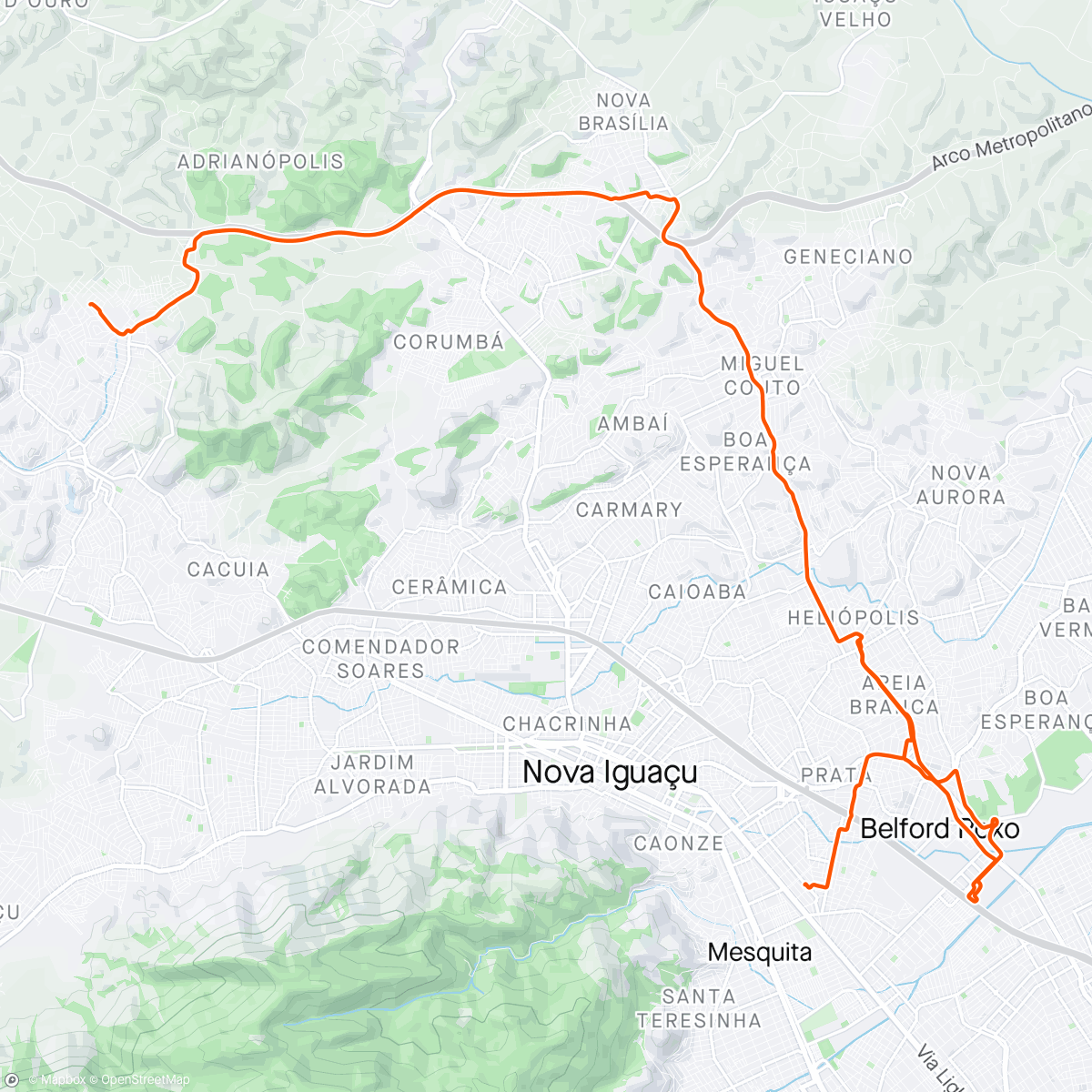 Mapa da atividade, Bike Night Belford Roxo / Heliópolis em chamas.