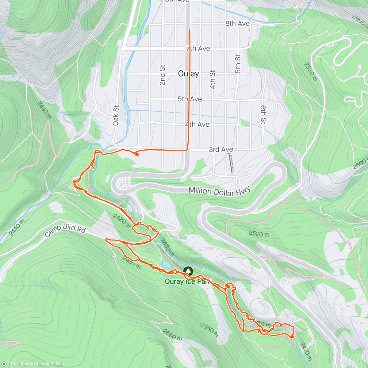 Mappa dell'attività Ouray Via Frittata