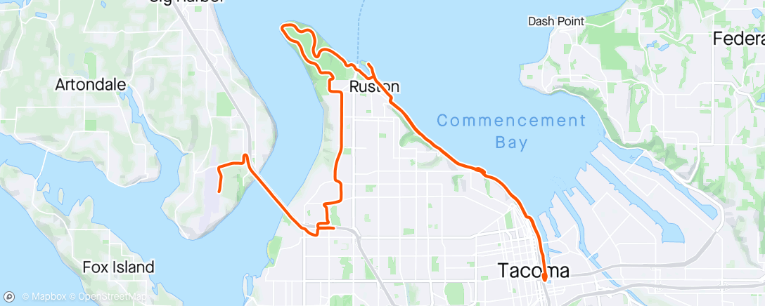 Mapa de la actividad (Tacoma Marathon)