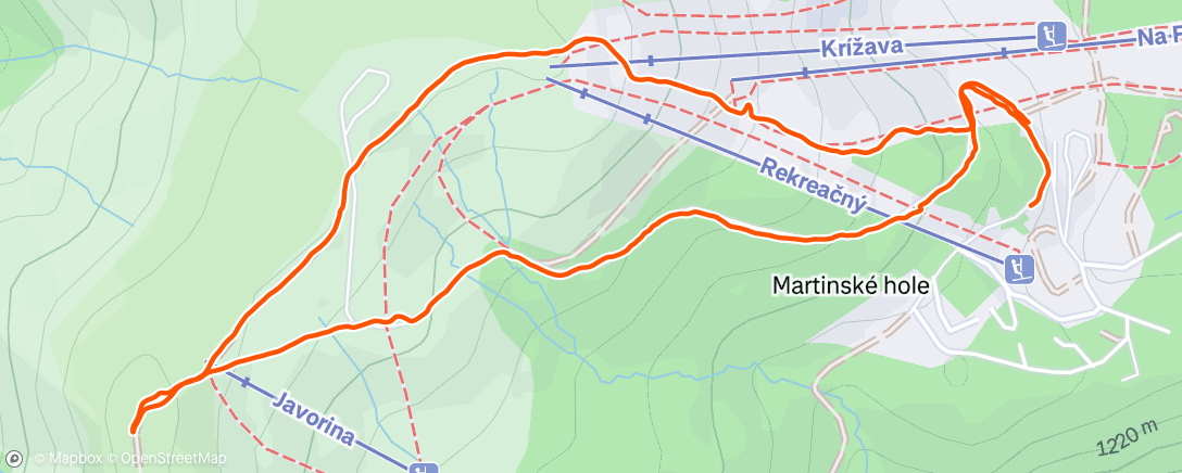 Map of the activity, Lunch Hike