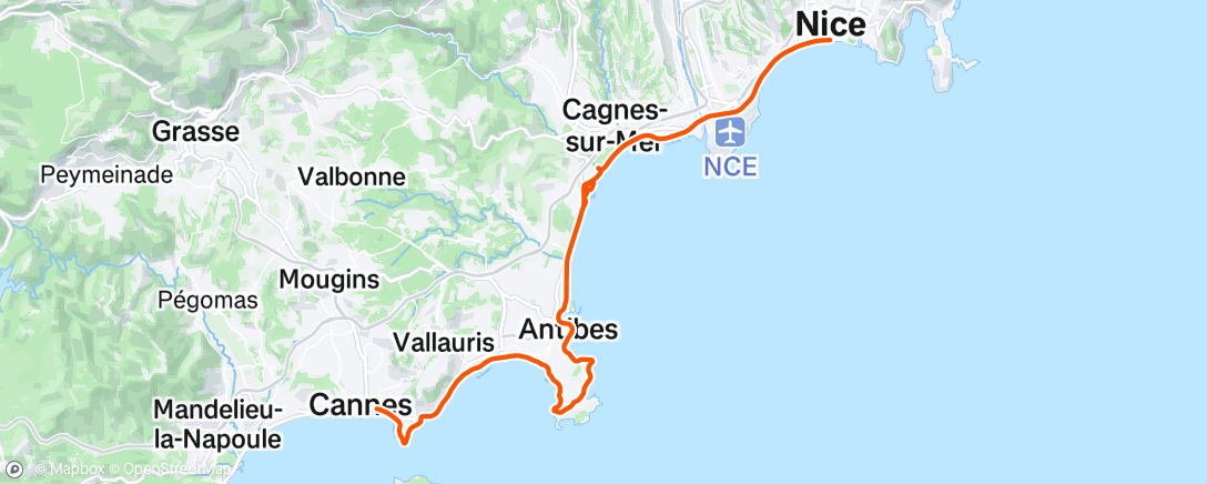 Map of the activity, Marathon de nice😥😥