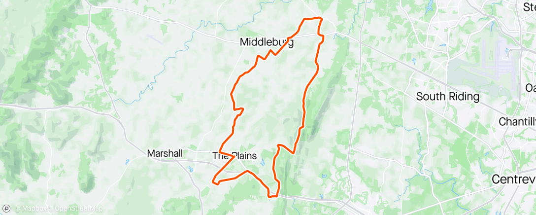Map of the activity, The Plains-Bull Run Mtn gravel loop