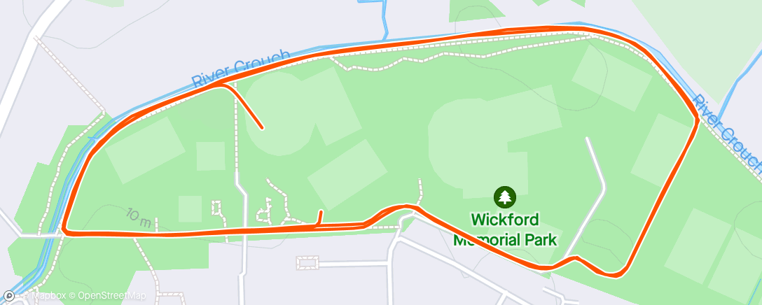 Map of the activity, Wickford parkrun