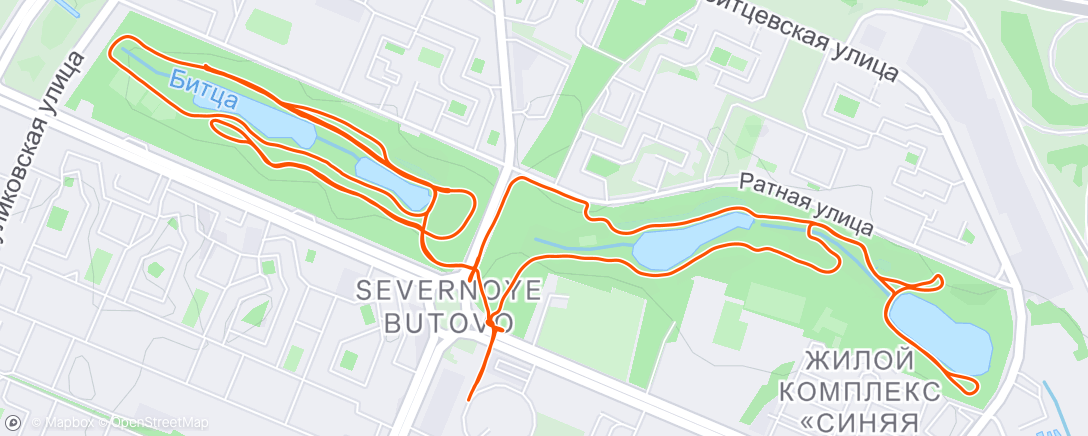 Map of the activity, Afternoon Run