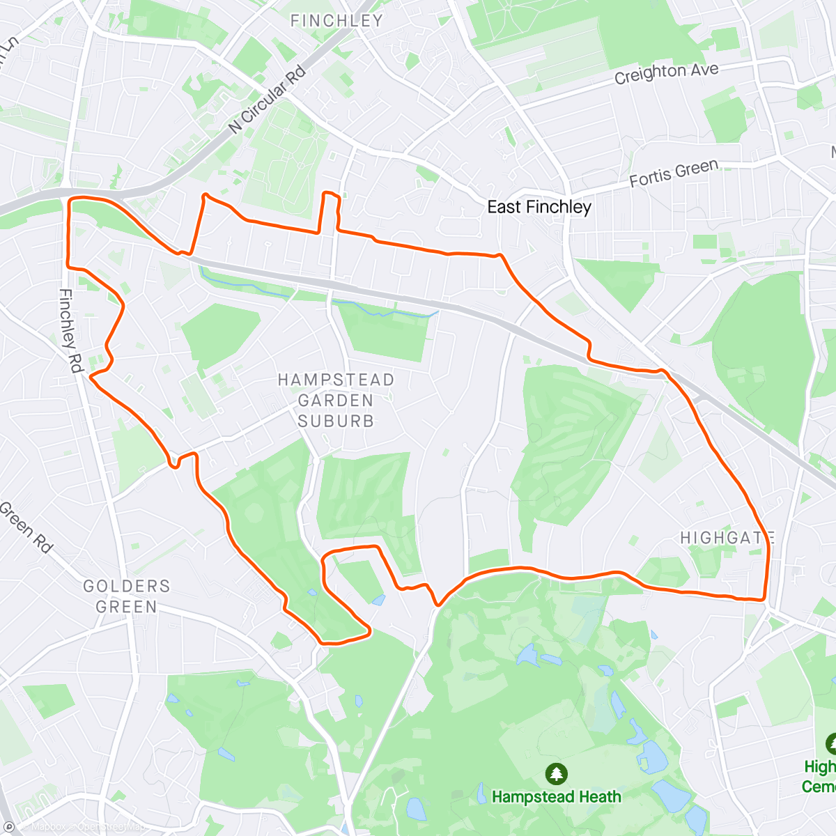 活动地图，Hampstead Garden Suburb Loop
