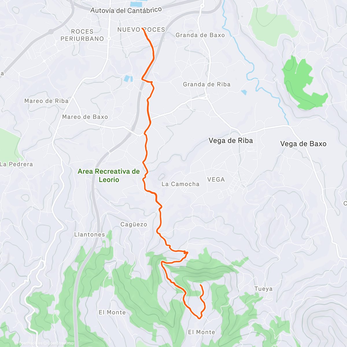 Map of the activity, Subida al Picu El Sol