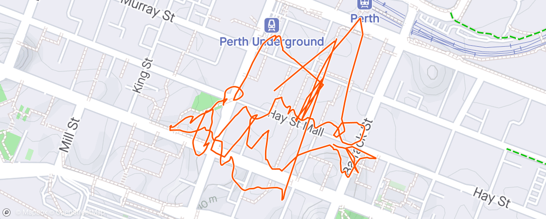 Карта физической активности (Lunch Walk Perth City and then Lunch)