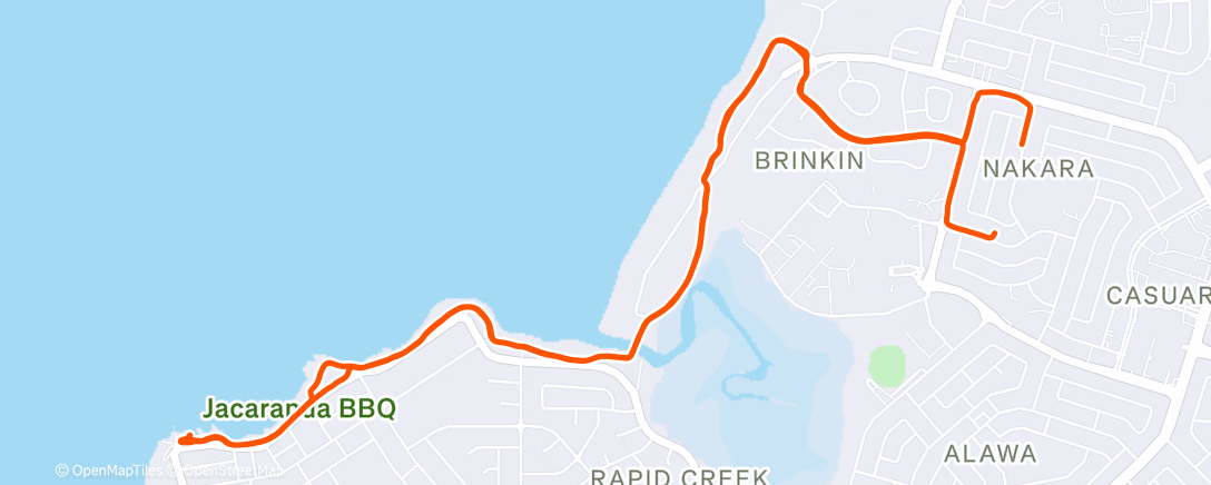 Map of the activity, Evening Ride