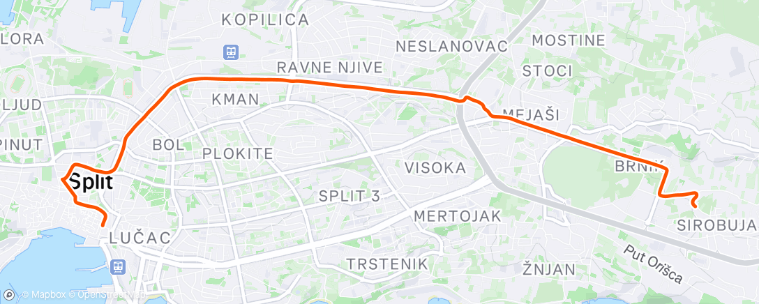 Map of the activity, Evening Run