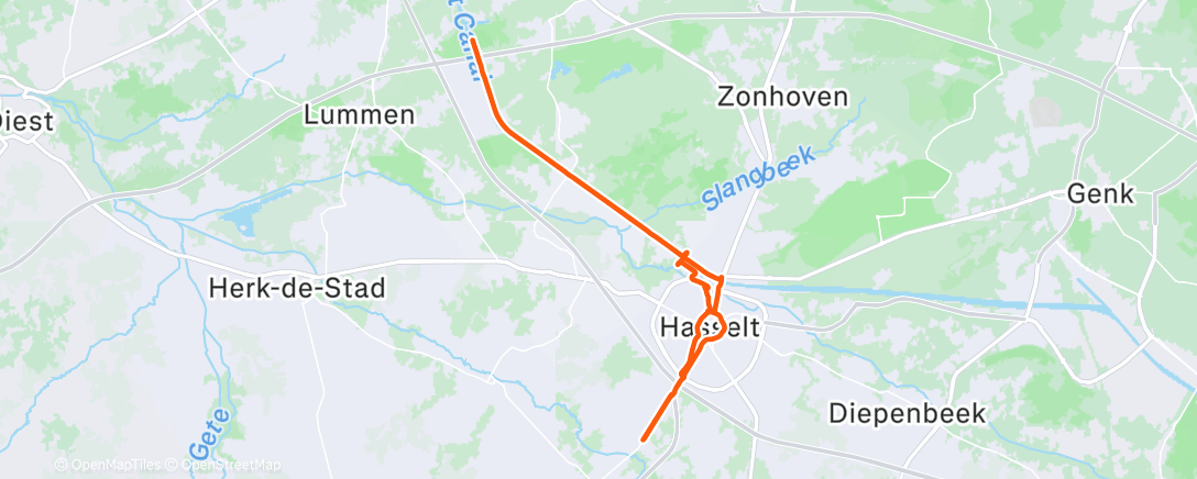 Map of the activity, Cycling