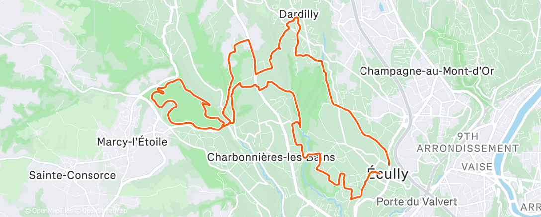 Map of the activity, Course à pied le matin