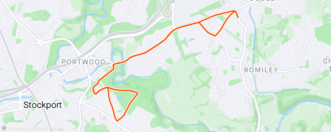 Map of the activity, 10K Tempo - Bredbury/Woodbank Park Loop 🙂🏃🏼👍