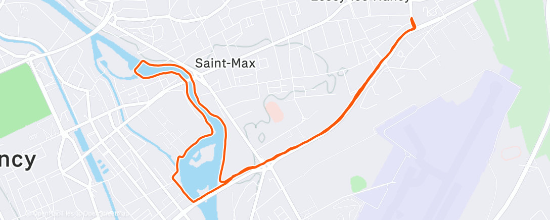 Map of the activity, Course à pied le midi