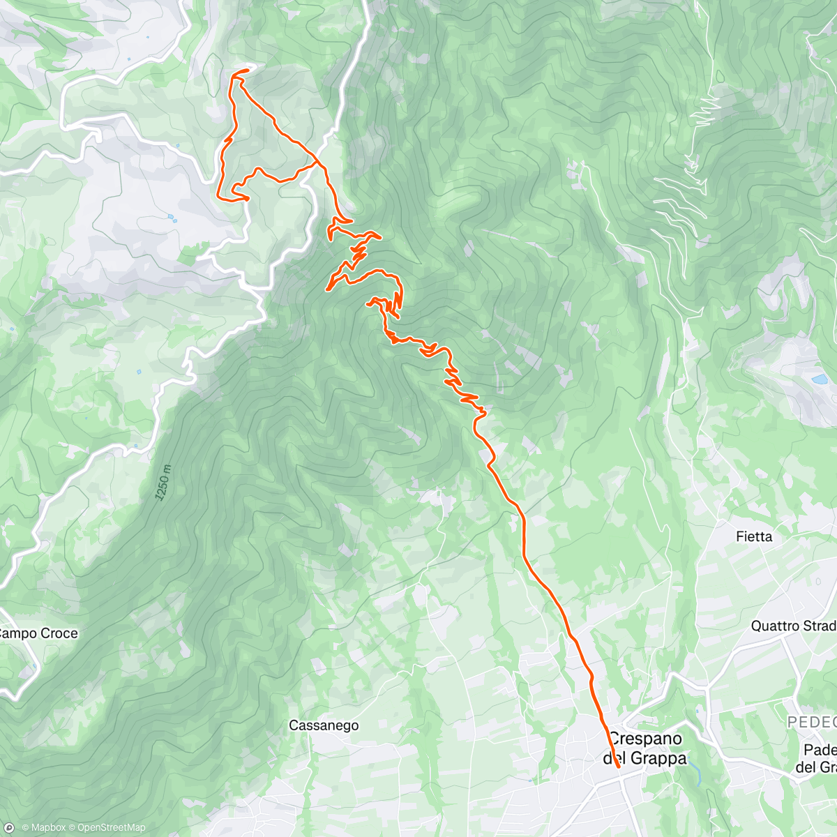 Map of the activity, Battesimo Cima Grappa con tendinite tibiale posteriore