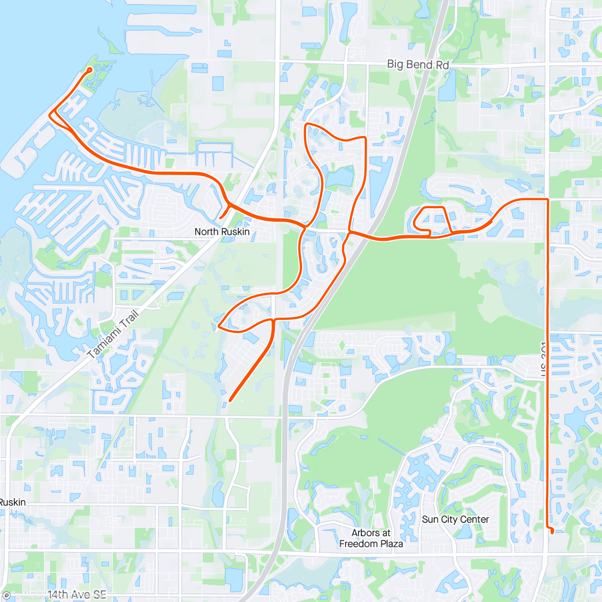 Map of the activity, ACE-PAM-AB Ride Wimauma, Florida ⛅ Hit hole and cracked rim!