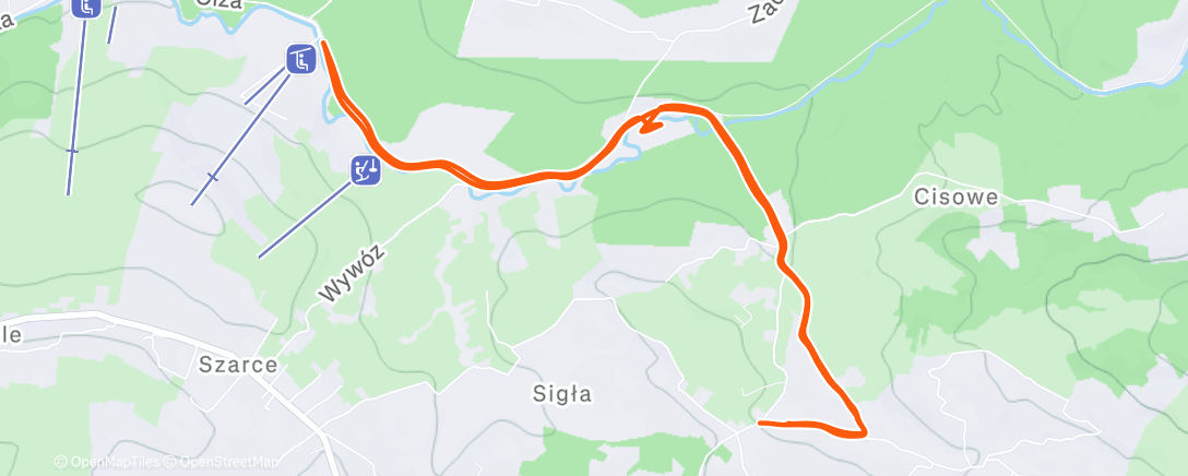 Map of the activity, Afternoon Run