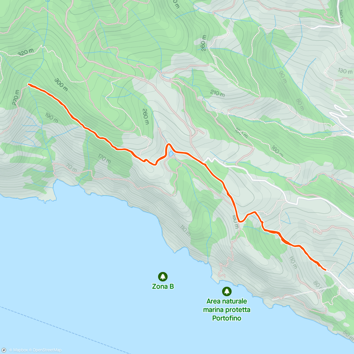 Map of the activity, Portofino to San Fruttuoso