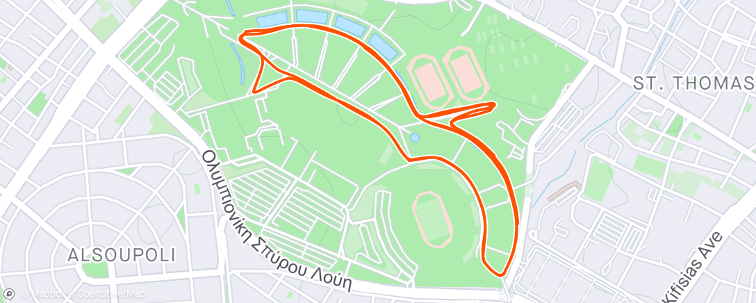 Mapa de la actividad, Αμαρούσιο - 15' wu-2×10'@~5'42 w/4' walk/jog-5´ cd