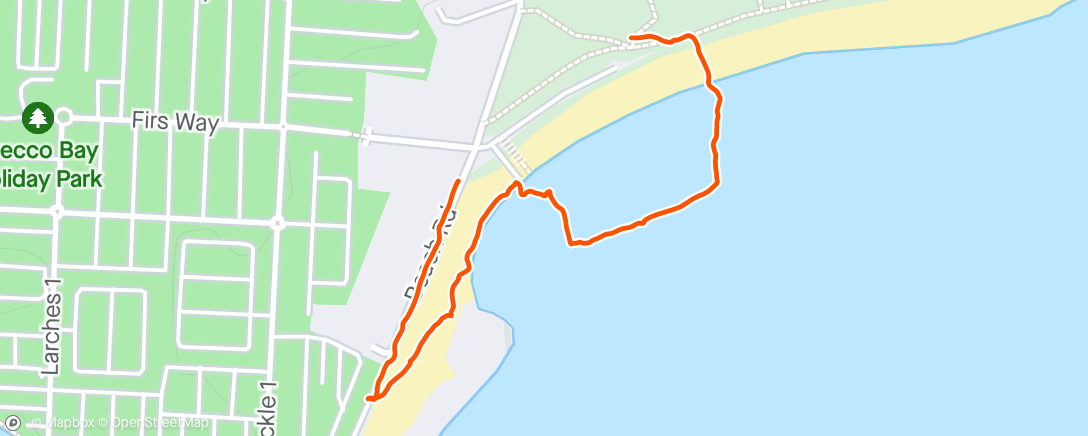 Map of the activity, Little Rocky walk on the beach. What a beautiful evening 🐶🌅