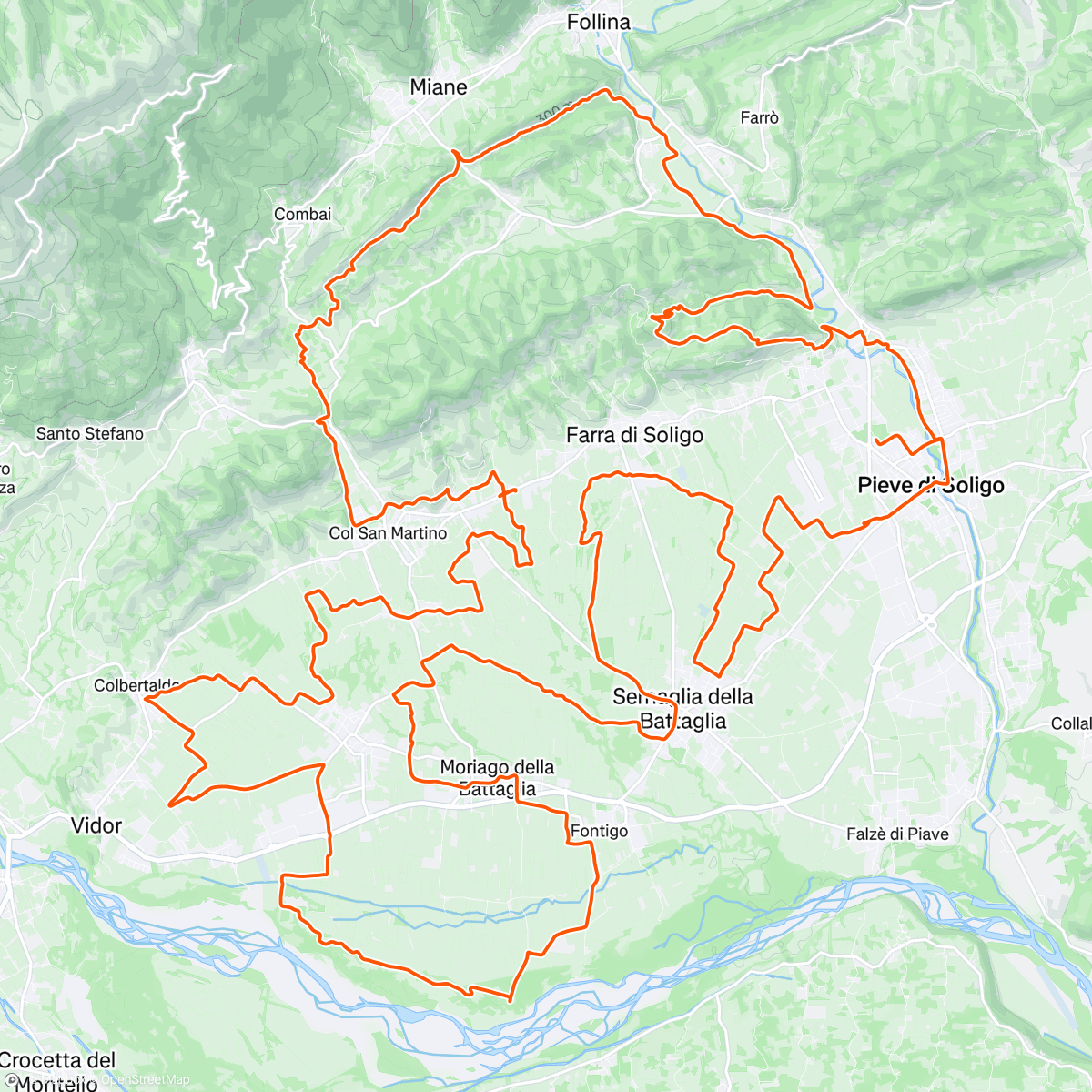 Map of the activity, Last 45 miles of the elite men’s gravel worlds course in 2 weeks.