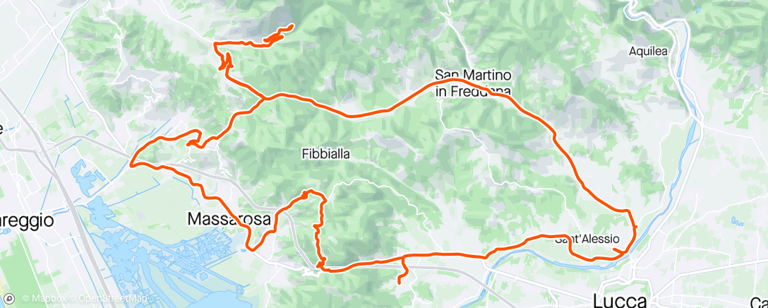 活动地图，Toscane, mooie rit op gravelbike in de heuvels bij Lucca