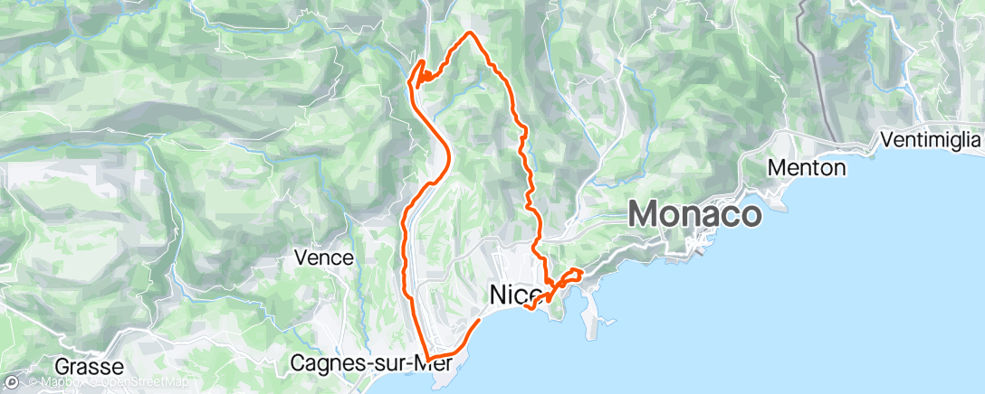 Map of the activity, NICE training ride ☀️🥵