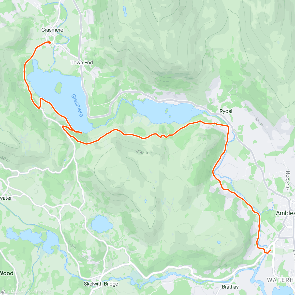 Map of the activity, Ambleside - Grasmere 🚶‍♂️