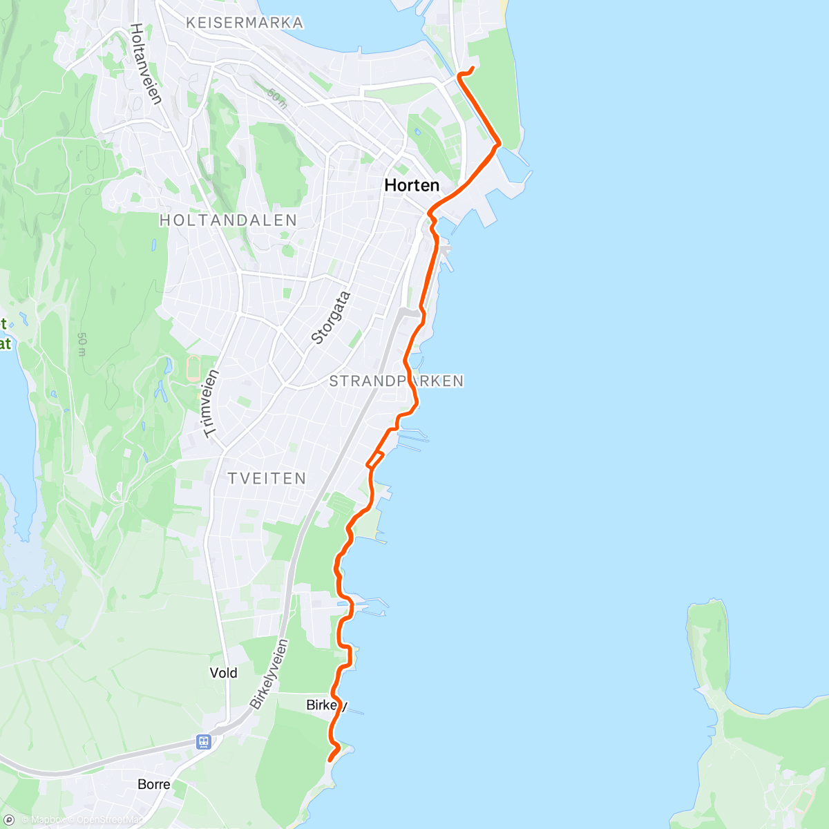 Map of the activity, Morgentur før jobb i Horten